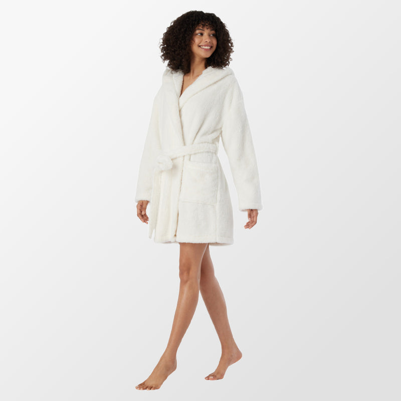 Schiesser, Dressing gown with hood - Off-white