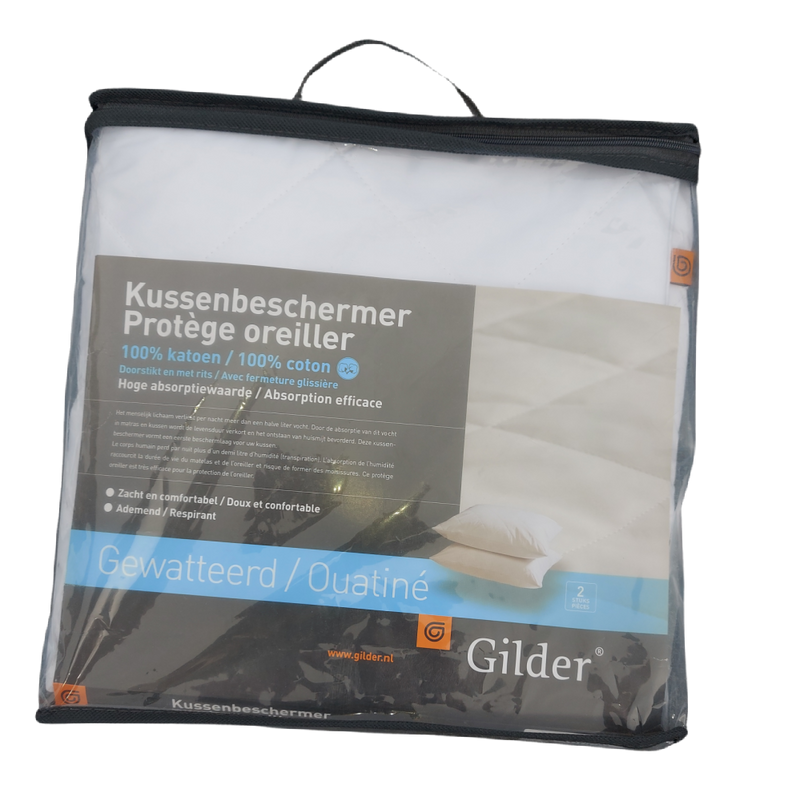 kussenbeschermer katoen gewatteerd - protège-oreiller matelassé  -  quilted pillow protector