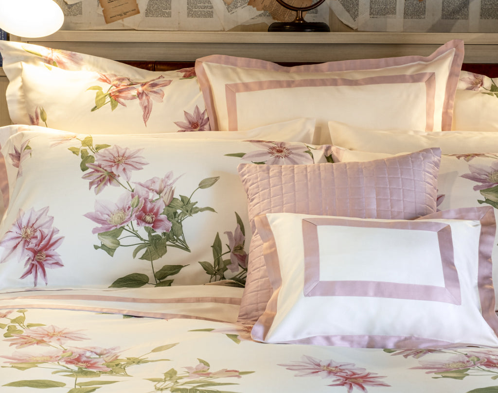 slopen Clematis ivory pink, Signoria - taies d'oreiller Clematis ivory pink, Signoria - pillowcases Clematis ivory pink, Signoria