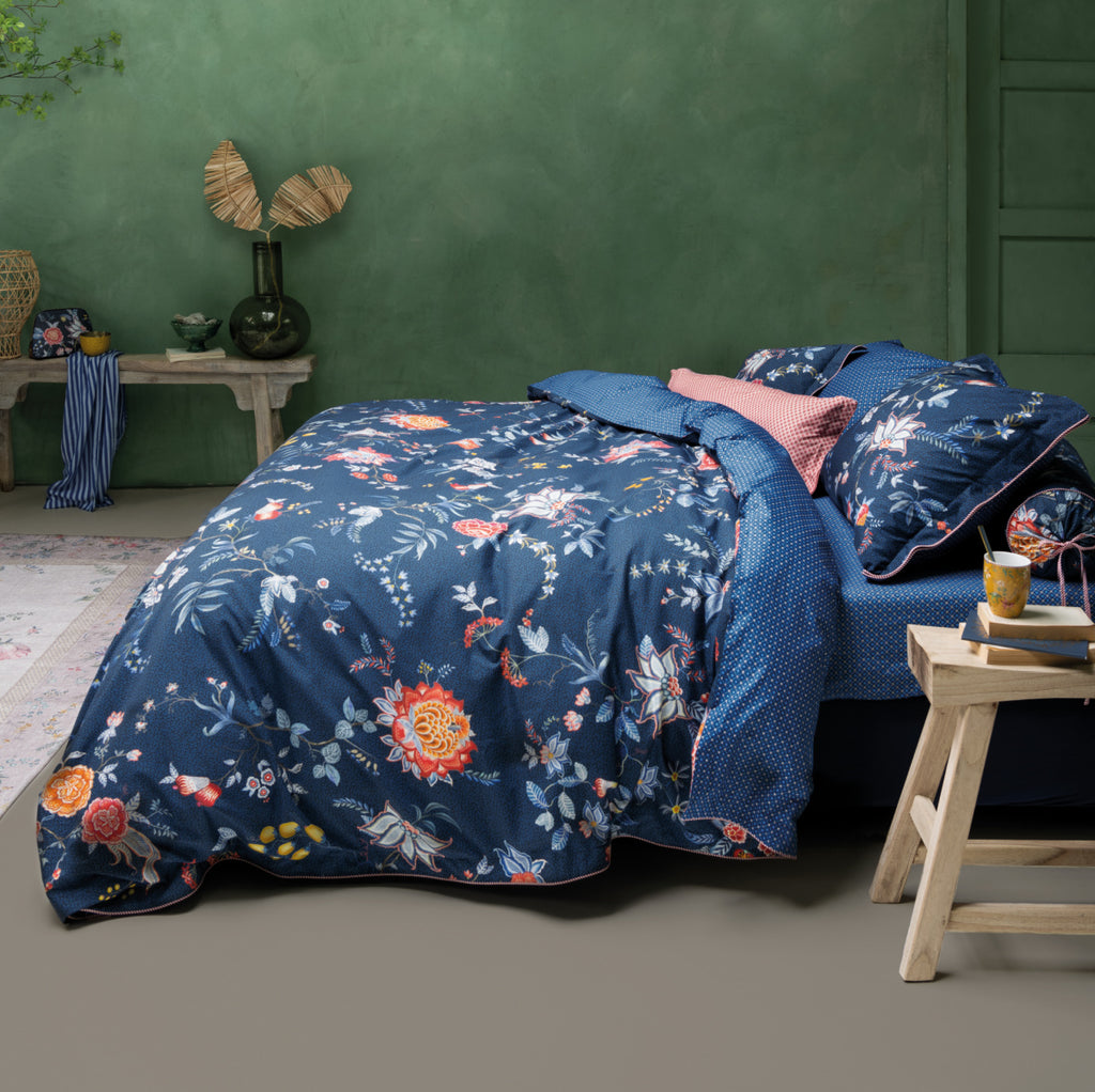 dekbedovertrek Flower Festival dark blue, Pip Studio - housse de couette Flower Festival dark blue, Pip Studio - duvet cover Flower Festival dark blue, Pip Studio